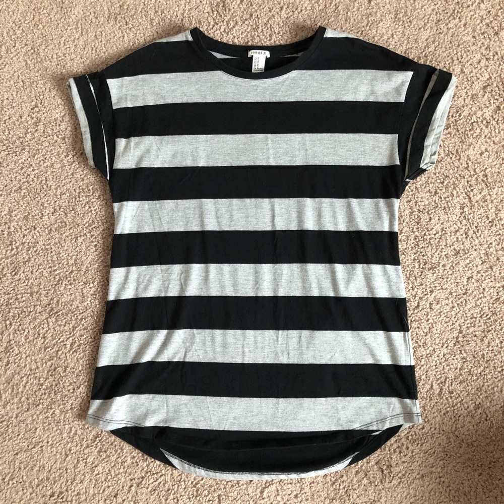 Gray and Black Striped T-Shirt